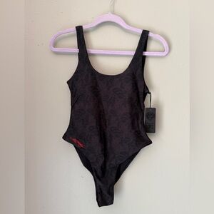 Ed Hardy | One Piece Graphic Swimsuit | Small | Black/Gray